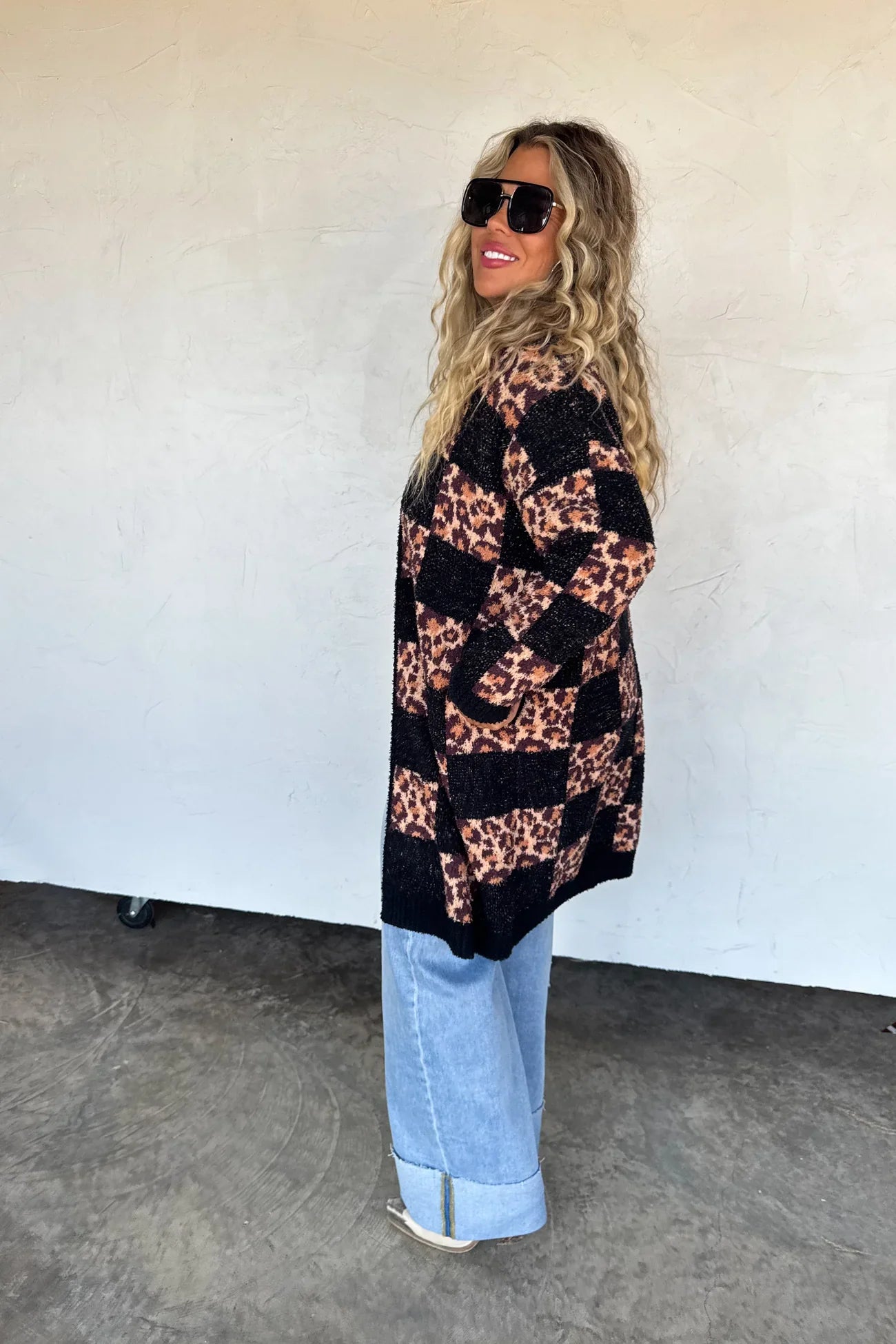 Checker Cheetah Cloud Cardigan