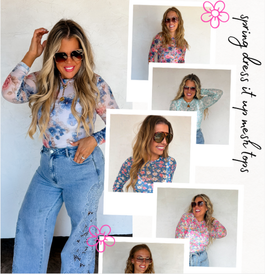 Spring Prints Dress It Up Floral Mesh Top