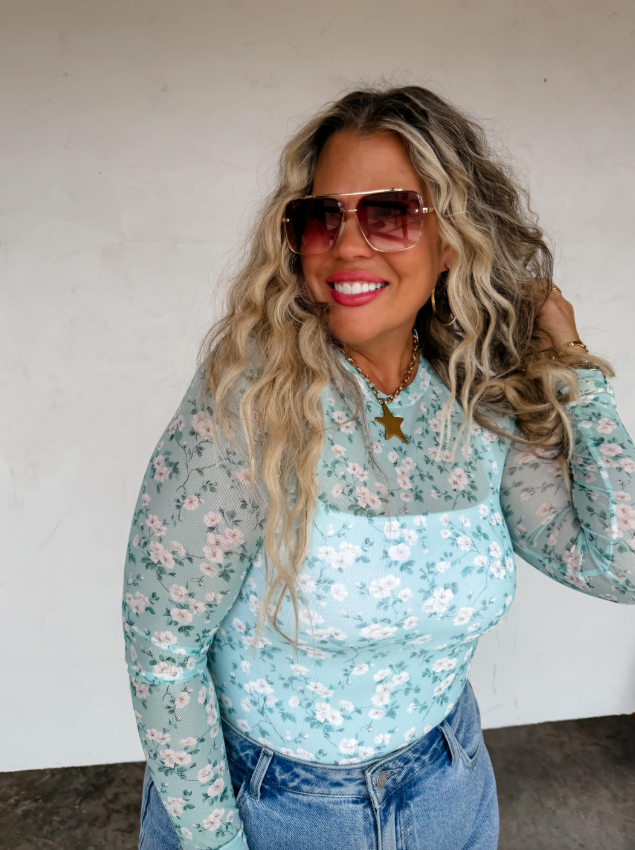 Spring Prints Dress It Up Floral Mesh Top