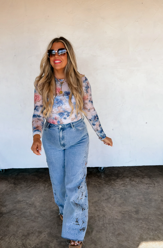 Spring Prints Dress It Up Floral Mesh Top